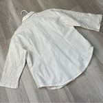 Vintage Beaded Shirt cotton eyelet button up women White large bohemian romantic Photo 4