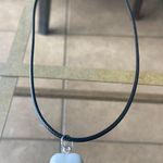 Handmade Y2K Gothic Punk PU leather Necklace , White Tooth pendant necklace , Grunge Photo 0