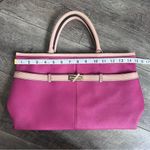 Tommy Hilfiger  Leather Purse Magenta Cranberry Tan Double Handle Bag Photo 8