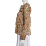 Warm NY Cotton Floral Print Long Sleeve Boho Peasant Blouse Top Size S Orange Photo 2