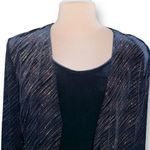 Vintage R&K Originals Cardigan Tank Black Velvet Gold Metallic Glitter Stripe Size 12 Photo 4