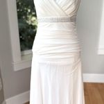 Vintage Y2K Trixxi White Chiffon Rhinestone Halter Tie Asymmetrical Dress Medium Photo 0