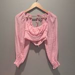 Princess Polly Pink Long Balloon Sleeve Cropped Top Size 0 Photo 1