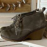 White Mountain  Leather Wedge Booties Gray Photo 0