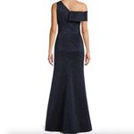 Aidan Mattox Aidan Maddox Asymmetrical Neckline‎ Glitter Gown 4 Navy Blue Photo 1