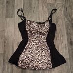 Vintage retro y2k cheetah leopard print babydoll ruched top Black Size M Photo 0