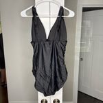 J.Crew NWT Ruched V-neck One-piece Swimsuit Black Photo 2