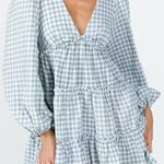 Princess Polly Ainslie Long Sleeve Mini Dress Green Gingham Photo 3