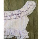 ASTR The Label Women's Lavender Pintuck Tie Front Crop Top Ruffle L NWT Photo 6