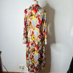 ZARA  Gold and Green Satin Floral Maxi Shirt Dress Photo 7