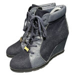 Kate Spade  Lace Up Wool Colorblock Wedge Bootie Shoes Blue Womens Size 8.5 Photo 0