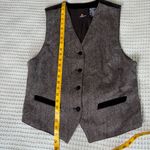 Liz Sport Vintage Tweed Wool Velvet Vest Womens 10 Gray Black Button Down 90s 80s Photo 7