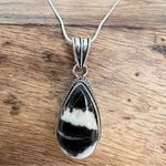 925 Sterling Silver White buffalo Turquoise Necklace Womens Gemstone Jewelry Black Photo 5
