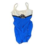 La Blanca  Blue and Cream Nautical One Piece Swimsuit Photo 1
