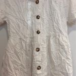 ZARA  White Eyelet Embroidered Button Front Short Sleeve Babydoll Tee Photo 2