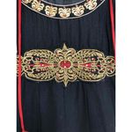 Womens Black Red Gold Anarkali Dress Sleeveless Embroidery Round Neck Size M Photo 3