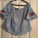 Ambiance 2X off Shoulder striped Top with embroidered flowers. Never worn Blue Photo 0