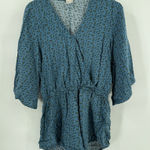 Natural Life  Romper Blue Floral Print V Neck Short Jumpsuit Size medium Photo 0