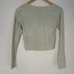 Brandy Melville John Galt Sage Green Crop Tee Long Sleeve T-Shirt Stretch Cotton Y2K Photo 4