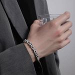 Titanium Steel Bracelet for Men Women,Personality Punk Hip Hop Bracelet Silver Photo 1