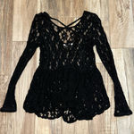 AnM Full Lace Peplum Long Sleeve Top Size M Photo 0