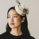 Vintage White and Black Polka Dot Fascinator Kentucky Derby Photo 0