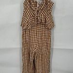 Saylor Jumpsuit Women Medium Orange White Bohemian Wide Leg Western Gingham RTR Photo 2