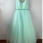 Mac Duggal  Mint Tulle Princess Ballgown with Embellished Belt Size 10 $498 67565 Photo 4