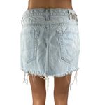Mother Women's Blue Light Wash Raw Hem Cut Off Mini Denim Jean Skirt Size 27 Photo 2