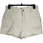 Universal Threads Universal Thread SZ 14 Jean Shorts Paperbag Waist Hi-Rise Stretch Zip-Fly Cream Photo 0