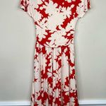 Anthropologie Maeve summer breeze red white floral V neck short sleeve dress XS Photo 4
