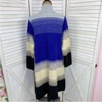 MaxSport Western Colorblock Long Cardigan Sweater Gray Blue Cream Black Large Photo 4