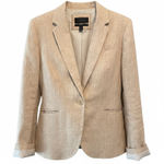 J.Crew Campbell Tan Linen Blazer Women's Size 8 Single Button Striped Lining Photo 0