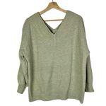 Zenana Outfitters Green Knit Balloon Sleeve V-Neck Pullover Sweater S Photo 1