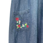 Blair Vintage Denim Dress Size Large Blue Embroidered Strawberry Cottagecore 90s Photo 6
