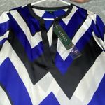 Ralph Lauren NWT  V-neck Top Chevron Pattern Medium Silky Polyester Boutique Chic Photo 9