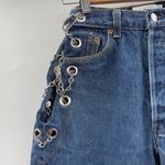 EB Denim Vintage‎ Chain Reworked Levi's High Rise Straight Leg Jeans Sz S NEW Blue Photo 2