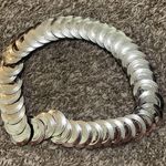 Mid Century Vintage Queen Elizabeth II Regina medallion elasticized coin belt Silver Photo 4