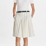 Tory Burch  Wool Performance Pleated Golf Mini Skirt New Ivory Light Stripe 2 Photo 0