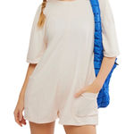 Free People  Hot Shot Tee‎ Romper Size L Sand/Sable Bleached Clay Women's Large Photo 0