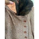 Marvin Richards Vintage  Wool Blend Detachable Faux Fur Collar Tweed Pea Coat S Photo 4