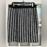 Ann Taylor Dark Navy White Tweed Vertical Stripe Pencil Skirt Size 12 Large NWT Photo 0