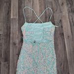 Windsor  sequin sparkly iridescent blue prom homecoming mini dress Photo 5