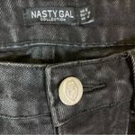 Nasty Gal Black High Rise Mom Jeans Raw Hem Contrast Stitching 6 Photo 4