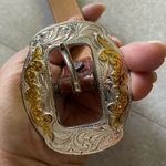 Justin Boots Justin Brown Leather Croc Coastal Cowgirl Granola Floral Rodeo Western Belt Photo 4