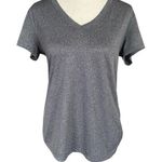 Champion women's size medium gray pullover short sleeve v-neck stretchy t-shirt Photo 0