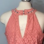 Candie's  lace halter mini dress beaded detail woman’s size small dark pink coral Photo 3