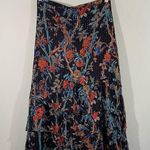 Club Monaco Women's Multicolor Floral Silk Broomstick Midi Skirt Size 6 Photo 0