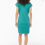 J.Crew  Short Sleeve Tie Waist Cotton Slub Tee Shirt Dress | Teal | Medium Photo 1