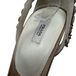 Prada Jeweled Satin Ankle Strap Heels Gold Bow Embellished Sandals 37 Photo 4